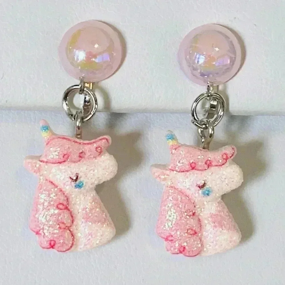 5 Pairs Kids Clip On Cherry Heart Piggy Piggies Kiss Rainbow